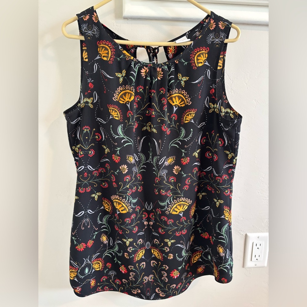 CAbi Black and Yellow Floral Blouse - #3621